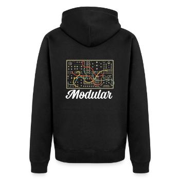 Modular Electronic Musical Synthesizer - Unisex Premium Bio Zip Hoodie - Schwarz - Hinten - Nico (187cm)