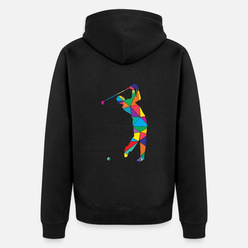 Low Poly Golfer Polygon Golf - Veste à capuche bio Premium Unisexe - noir