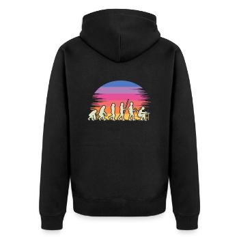 Evolution Gamer mit Laptop PC Gaming Evolution - Unisex Premium Bio Zip Hoodie - Schwarz - Hinten - Nico (187cm)