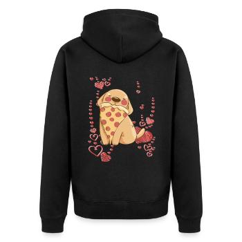 Hund liebt Pizza - Unisex Premium Bio Zip Hoodie - Schwarz - Hinten - Nico (187cm)