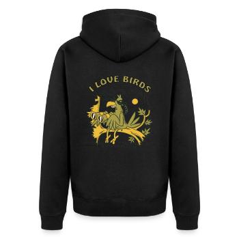 I love birds - Unisex Premium Organic Zip Hoodie - black - Back - Nico (187cm)