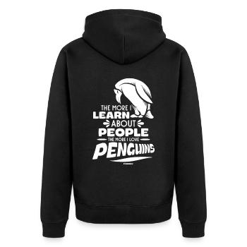 The More I Learn About People The More I Like Peng - Unisex Premium Organic Zip Hoodie - black - Back - Nico (187cm)