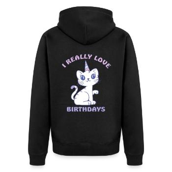Anniversaire du chat Chat dame Chat Maman chat - Veste à capuche bio Premium Unisexe - noir - Dos - Nico (187cm)