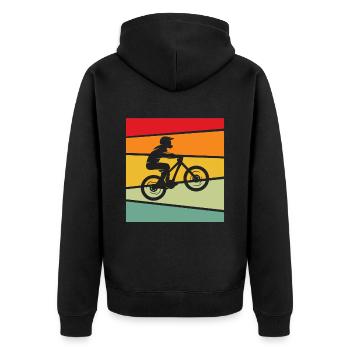 Mountain Bike Retro - Unisex Premium Organic Zip Hoodie - black - Back - Nico (187cm)