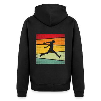 Parkour Retro - Unisex Premium Bio Zip Hoodie - Schwarz - Hinten - Nico (187cm)