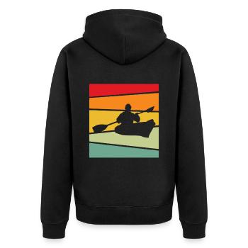 Kanusport Retro - Unisex Premium Bio Zip Hoodie - Schwarz - Hinten - Nico (187cm)