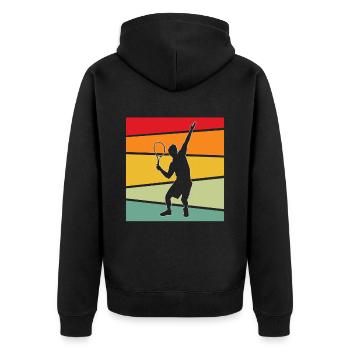 Tennis Rétro - Veste à capuche bio Premium Unisexe - noir - Dos - Nico (187cm)