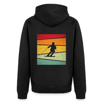 Ski Retro - Unisex Premium Bio Zip Hoodie - Schwarz - Hinten - Nico (187cm)