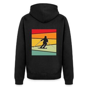 Ski Retro - Unisex Premium Bio Zip Hoodie - Schwarz - Hinten - Nico (187cm)