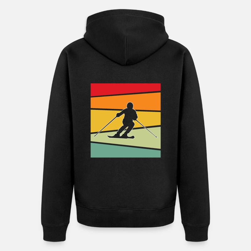 Ski rétro - Veste à capuche bio Premium Unisexe - noir