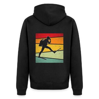 Tauchen Retro - Unisex Premium Bio Zip Hoodie - Schwarz - Hinten - Nico (187cm)