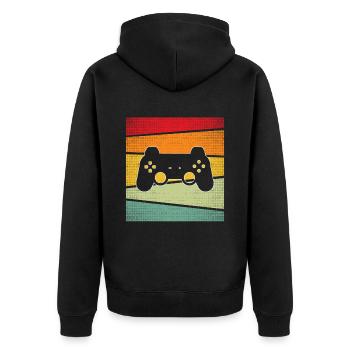 Gaming Retro - Unisex Premium Bio Zip Hoodie - Schwarz - Hinten - Nico (187cm)