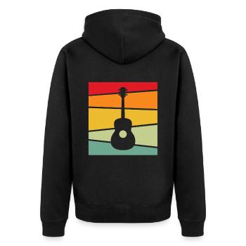 Guitar Retro - Unisex Premium Organic Zip Hoodie - black - Back - Nico (187cm)