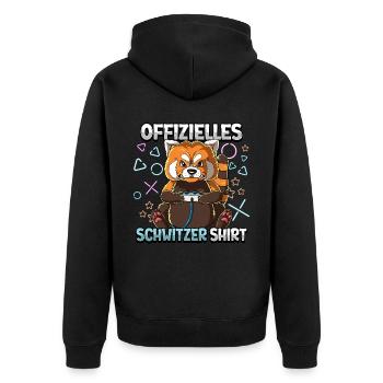 Offizielles Schwitzer Zocken Gamer Ego Shooter - Unisex Premium Bio Zip Hoodie - Schwarz - Hinten - Nico (187cm)