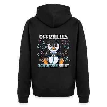 Offizielles Schwitzer Zocken Gamer Ego Shooter - Unisex Premium Bio Zip Hoodie - Schwarz - Hinten - Nico (187cm)