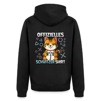Offizielles Schwitzer Zocken Gamer Ego Shooter - Unisex Premium Bio Zip Hoodie - Schwarz - Hinten - Nico (187cm)