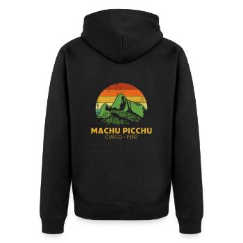 machu picchu, Peruvian machu picchu - Unisex Premium Bio Zip Hoodie - Schwarz - Hinten - Nico (187cm)