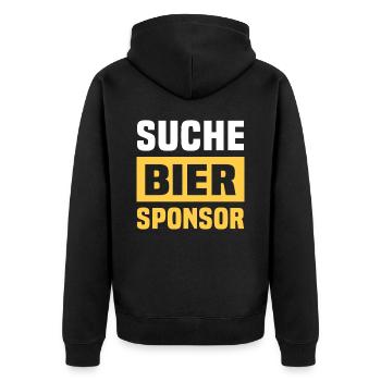 Bier Sprüche Trinksprüche Bierliebhaber - Unisex Premium Bio Zip Hoodie - Schwarz - Hinten - Nico (187cm)