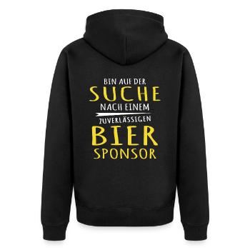 Bier Sprüche Trinksprüche Bierliebhaber - Unisex Premium Bio Zip Hoodie - Schwarz - Hinten - Nico (187cm)