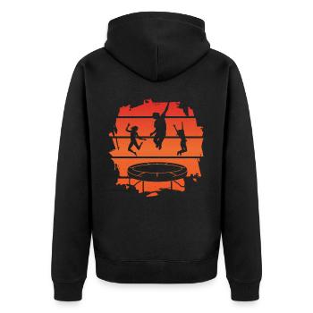 Trampolin - Unisex Premium Bio Zip Hoodie - Schwarz - Hinten - Nico (187cm)
