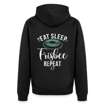 Ultimate Frisbee & Disc Golf Frisbee Design - Unisex Premium Bio Zip Hoodie - Schwarz - Hinten - Nico (187cm)
