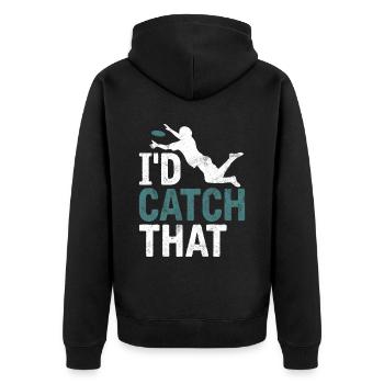 Ultimate Frisbee & Disc Golf Frisbee Design - Unisex Premium Bio Zip Hoodie - Schwarz - Hinten - Nico (187cm)