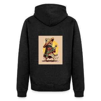 Ocelot Wearing Sombrero Kawaii Dabbing Ocelot - Unisex Premium Organic Zip Hoodie - black - Back - Nico (187cm)