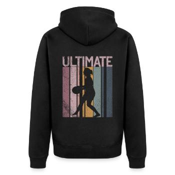 Ultimate Frisbee & Disc Golf Frisbee Design - Unisex Premium Bio Zip Hoodie - Schwarz - Hinten - Nico (187cm)