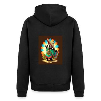 Coati Wearing Sombrero Kawaii Dabbing Coati - Unisex Premium Organic Zip Hoodie - black - Back - Nico (187cm)