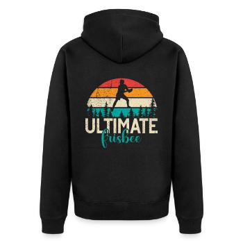 Ultimate Frisbee & Disc Golf Frisbee Design - Unisex Premium Bio Zip Hoodie - Schwarz - Hinten - Nico (187cm)
