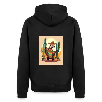 Coati Wearing Sombrero Kawaii Dabbing Coati - Unisex Premium Organic Zip Hoodie - black - Back - Nico (187cm)