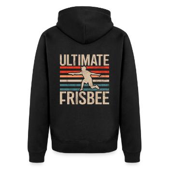 Ultimate Frisbee & Disc Golf Frisbee Design - Unisex Premium Bio Zip Hoodie - Schwarz - Hinten - Nico (187cm)