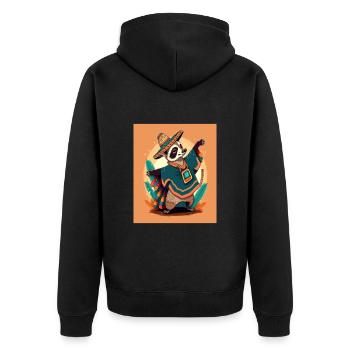 Coati Wearing Sombrero Kawaii Dabbing Coati - Unisex Premium Organic Zip Hoodie - black - Back - Nico (187cm)