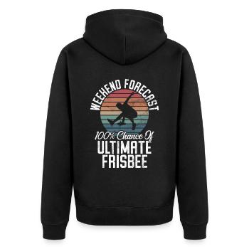 Ultimate Frisbee & Disc Golf Frisbee Design - Unisex Premium Bio Zip Hoodie - Schwarz - Hinten - Nico (187cm)