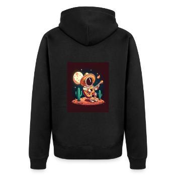 Astronaut Musician Astronaut Playing Guitar On - Unisex Premium Bio Zip Hoodie - Schwarz - Hinten - Nico (187cm)