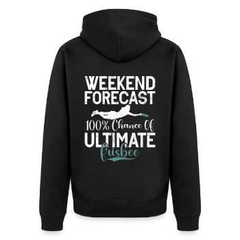 Ultimate Frisbee & Disc Golf Frisbee Design - Unisex Premium Bio Zip Hoodie - Schwarz - Hinten - Nico (187cm)