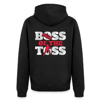 Ultimate Frisbee & Disc Golf Frisbee Design - Unisex Premium Bio Zip Hoodie - Schwarz - Hinten - Nico (187cm)