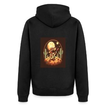 Astronaut Musician Astronaut Playing Guitar On - Unisex Premium Bio Zip Hoodie - Schwarz - Hinten - Nico (187cm)