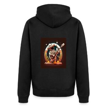 Astronaut Musician Astronaut Playing Guitar On - Unisex Premium Bio Zip Hoodie - Schwarz - Hinten - Nico (187cm)