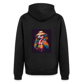 Flamingo Playing Musical Instruments Mexican - Unisex Premium Bio Zip Hoodie - Schwarz - Hinten - Nico (187cm)