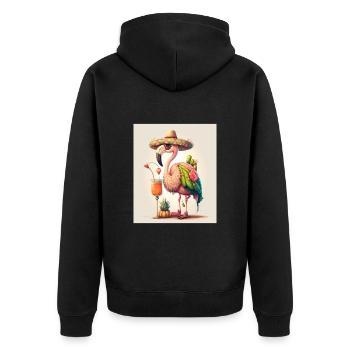 Flamingo Playing Musical Instruments Mexican - Unisex Premium Bio Zip Hoodie - Schwarz - Hinten - Nico (187cm)