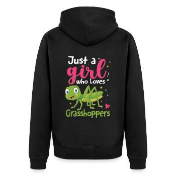 Grashüpfer - Unisex Premium Bio Zip Hoodie - Schwarz - Hinten - Nico (187cm)