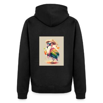 Flamingo Playing Musical Instruments Mexican - Unisex Premium Bio Zip Hoodie - Schwarz - Hinten - Nico (187cm)