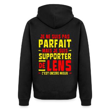 FOOT LENS SUPPORTER Je ne suis pas parfait - Veste à capuche bio Premium Unisexe - noir - Dos - Nico (187cm)