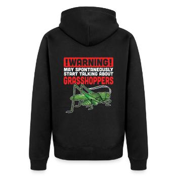 Grashüpfer - Unisex Premium Bio Zip Hoodie - Schwarz - Hinten - Nico (187cm)