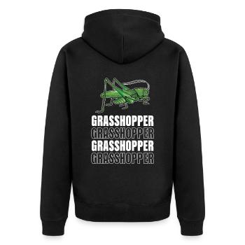 Grashüpfer - Unisex Premium Bio Zip Hoodie - Schwarz - Hinten - Nico (187cm)