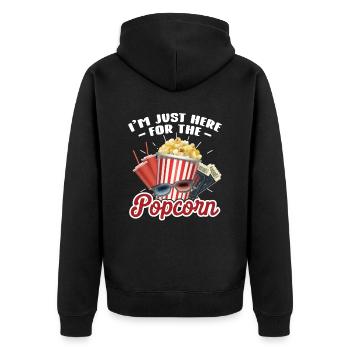 Popcorn - Unisex Premium Bio Zip Hoodie - Schwarz - Hinten - Nico (187cm)