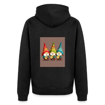 Gnome Playing Musical Instruments Mexican Gnomes - Unisex Premium Bio Zip Hoodie - Schwarz - Hinten - Nico (187cm)