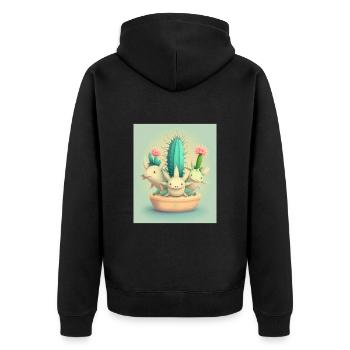 Mexican Cactus Plant Lover Cactus Axolotl Mexican - Unisex Premium Bio Zip Hoodie - Schwarz - Hinten - Nico (187cm)