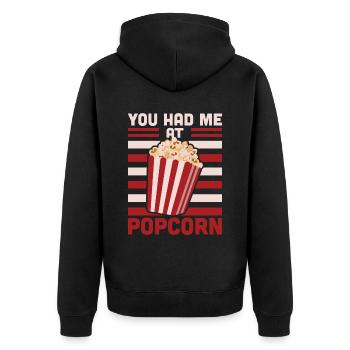 Popcorn - Unisex Premium Bio Zip Hoodie - Schwarz - Hinten - Nico (187cm)
